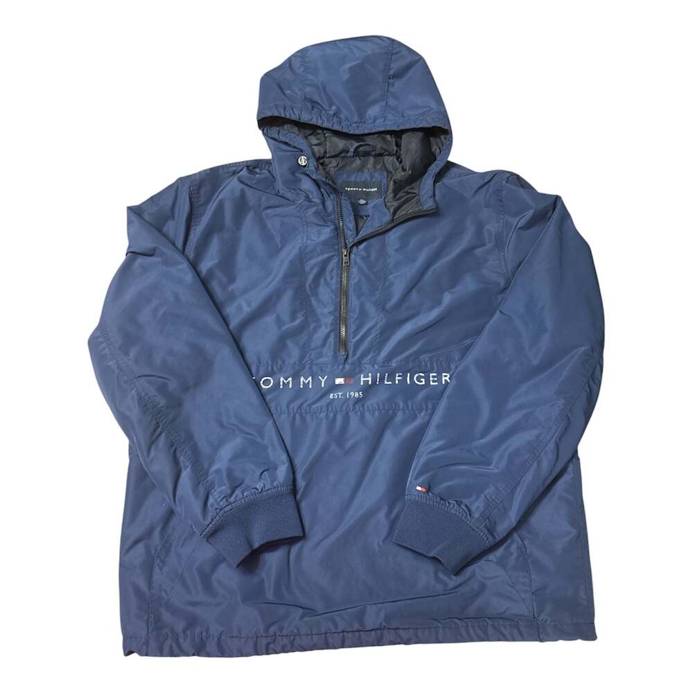 Tommy Hilfiger Men's Blue Logo Anorak Hooded Pullover Jacket Size XXL